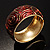 Wide Swirl Pattern Red Enamel Hinged Bangle Bracelet (Gold Tone) - view 3