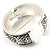 Wide Burnished Silver-Plated Ethnic Bangle Bracelet (Hinged) - view 4