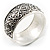 Wide Burnished Silver-Plated Ethnic Bangle Bracelet (Hinged) - view 5