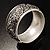 Wide Burnished Silver-Plated Ethnic Bangle Bracelet (Hinged) - view 2