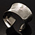 Silver Tone Wide Etched Floral Cuff Bangle - view 6