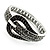 Swarovski Crystal Belt Hinged Bangle Bracelet (Silver&Black) - view 10