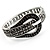 Swarovski Crystal Belt Hinged Bangle Bracelet (Silver&Black) - view 5
