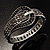 Swarovski Crystal Belt Hinged Bangle Bracelet (Silver&Black)