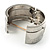 Silver Tone Wide Crystal Keyhole Hinge Bangle Bracelet - view 5