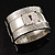 Silver Tone Wide Crystal Keyhole Hinge Bangle Bracelet - view 3