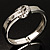 Polished Silver Tone Crystal Belt Hinged Bangle Bracelet - view 6
