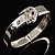 Polished Silver Tone Crystal Belt Hinged Bangle Bracelet - view 3