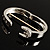 Polished Silver Tone Crystal Belt Hinged Bangle Bracelet - view 7