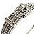 Textured Silver Tone Crystal Belt Hinged Bangle Bracelet - view 3