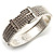 Textured Silver Tone Crystal Belt Hinged Bangle Bracelet