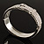 Textured Silver Tone Crystal Belt Hinged Bangle Bracelet - view 6