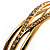 Cross Bars Crystal Hinged Bangle Bracelet (Gold Tone) - view 3