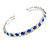 Clear&Blue Crystal Thin Flex Bangle Bracelet (Silver Tone)