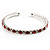 Clear&Red Crystal Thin Flex Bangle Bracelet (Silver Tone) - view 3