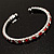 Clear&Red Crystal Thin Flex Bangle Bracelet (Silver Tone) - view 4