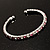 Clear&Pink Crystal Thin Flex Bangle Bracelet (Silver Tone) - view 6