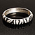 Zebra Print Enamel Thin Hinged Bangle Bracelet (Black&White) - up to 17cm Length - view 5
