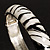 Zebra Print Enamel Thin Hinged Bangle Bracelet (Black&White) - up to 17cm Length - view 7