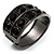 Jet-Black Chunky Hinged Costume Bangle Bracelet (Gun Metal)