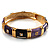 Chic Purple CZ Segmental Hinged Bangle Bracelet (Gold Tone)