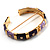 Chic Purple CZ Segmental Hinged Bangle Bracelet (Gold Tone) - view 3