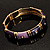 Chic Purple CZ Segmental Hinged Bangle Bracelet (Gold Tone) - view 8