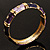 Chic Purple CZ Segmental Hinged Bangle Bracelet (Gold Tone) - view 2