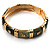 Chic Olive Green CZ Segmental Hinged Bangle Bracelet (Gold Tone) - view 3