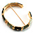 Chic Olive Green CZ Segmental Hinged Bangle Bracelet (Gold Tone) - view 5
