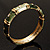 Chic Olive Green CZ Segmental Hinged Bangle Bracelet (Gold Tone) - view 4
