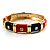 Chic Black And Red CZ Segmental Hinged Bangle Bracelet (Gold Tone) - view 3