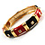 Chic Black And Red CZ Segmental Hinged Bangle Bracelet (Gold Tone) - view 5