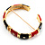 Chic Black And Red CZ Segmental Hinged Bangle Bracelet (Gold Tone) - view 6