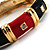 Chic Black And Red CZ Segmental Hinged Bangle Bracelet (Gold Tone) - view 7