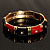 Chic Black And Red CZ Segmental Hinged Bangle Bracelet (Gold Tone) - view 2