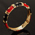 Chic Black And Red CZ Segmental Hinged Bangle Bracelet (Gold Tone) - view 4
