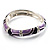 Silver Tone Curvy Enamel Crystal Hinged Bangle (Lilac And Purple) - view 3