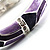 Silver Tone Curvy Enamel Crystal Hinged Bangle (Lilac And Purple) - view 5