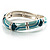 Silver Tone Curvy Enamel Crystal Hinged Bangle (Light Green, Teal And Malachite) - view 3
