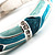 Silver Tone Curvy Enamel Crystal Hinged Bangle (Light Green, Teal And Malachite) - view 9