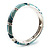 Silver Tone Curvy Enamel Crystal Hinged Bangle (Light Green, Teal And Malachite) - view 10