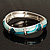 Silver Tone Curvy Enamel Crystal Hinged Bangle (Light Green, Teal And Malachite) - view 2