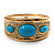 Wide Gold Tone Turquoise Style Crystal Hinged Bangle - Catwalk 2011 - view 2