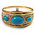 Wide Gold Tone Turquoise Style Crystal Hinged Bangle - Catwalk 2011 - view 4