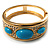 Wide Gold Tone Turquoise Style Crystal Hinged Bangle - Catwalk 2011 - view 6