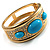 Wide Gold Tone Turquoise Style Crystal Hinged Bangle - Catwalk 2011 - view 8