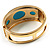 Wide Gold Tone Turquoise Style Crystal Hinged Bangle - Catwalk 2011 - view 9