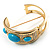Wide Gold Tone Turquoise Style Crystal Hinged Bangle - Catwalk 2011 - view 10