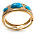 Wide Gold Tone Turquoise Style Crystal Hinged Bangle - Catwalk 2011 - view 11